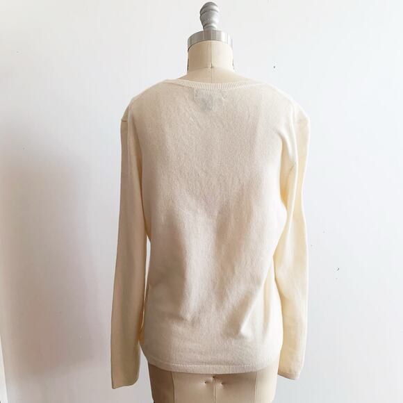 Lands End Size S Cream Ivory 100% Cashmere Cardigan Luxe Soft Neutral Classic - Picture 2 of 4